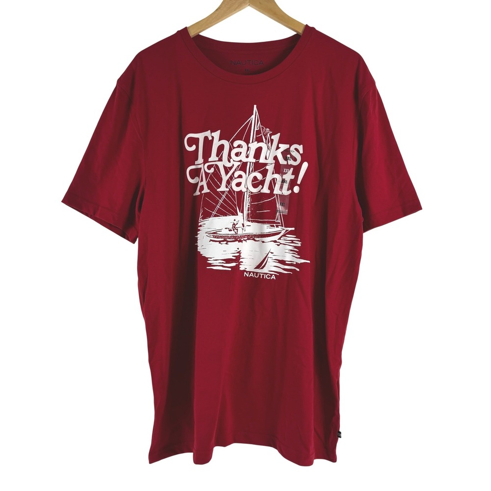 Nautica Mens Thanks A Yacht Graphic T-Shirt Naut Red XXL V48118 New